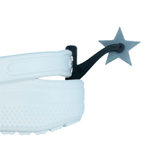 Load image into Gallery viewer, ShoeTails Mini Spinning Spurs Black with Silver Star for Crocs* (1 Pair)