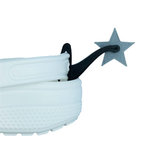 Load image into Gallery viewer, ShoeTails Mini Spinning Spurs Black with Silver Star for Clogs and Shoes (1 Pair)
