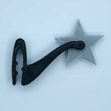 Load image into Gallery viewer, ShoeTails Mini Spinning Spurs Black with Silver Star for Clogs and Shoes (1 Pair)