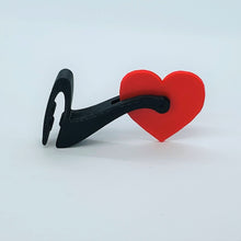 Load image into Gallery viewer, ShoeTails Mini Spinning Spurs Black with Red Heart for Clogs and Shoes (1 Pair)