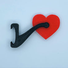 Load image into Gallery viewer, ShoeTails Mini Spinning Spurs Black with Red Heart for Crocs* (1 Pair)