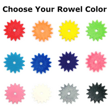 Load image into Gallery viewer, ShoeTails Mini Spinning Spurs Black with Customized Rowel Color for Crocs* (1 Pair)