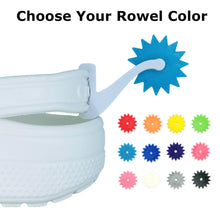 Load image into Gallery viewer, ShoeTails Mini Spinning Spurs White with Customized Rowel Color for Crocs* (1 Pair)